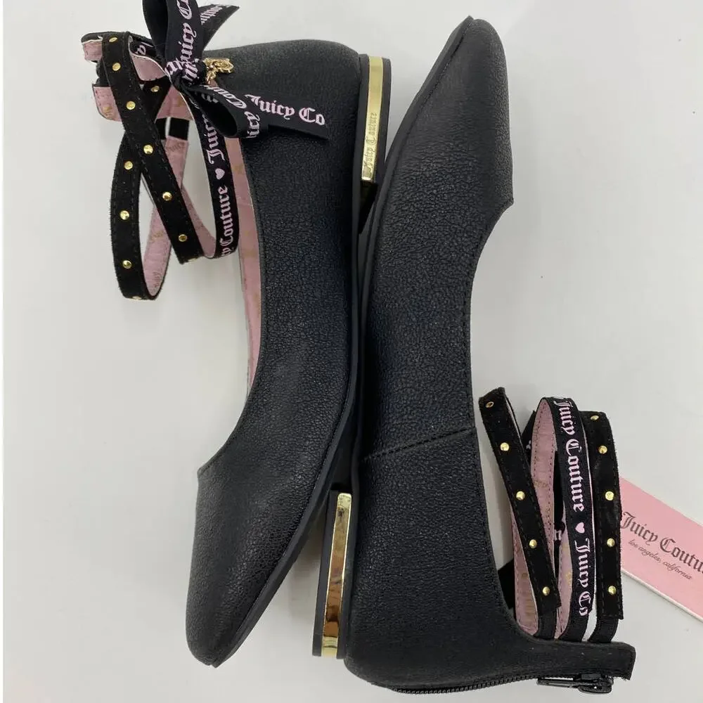 Juicy Couture Girls Santa Barbara Flat Gold Black Shoes NEW Size: 5